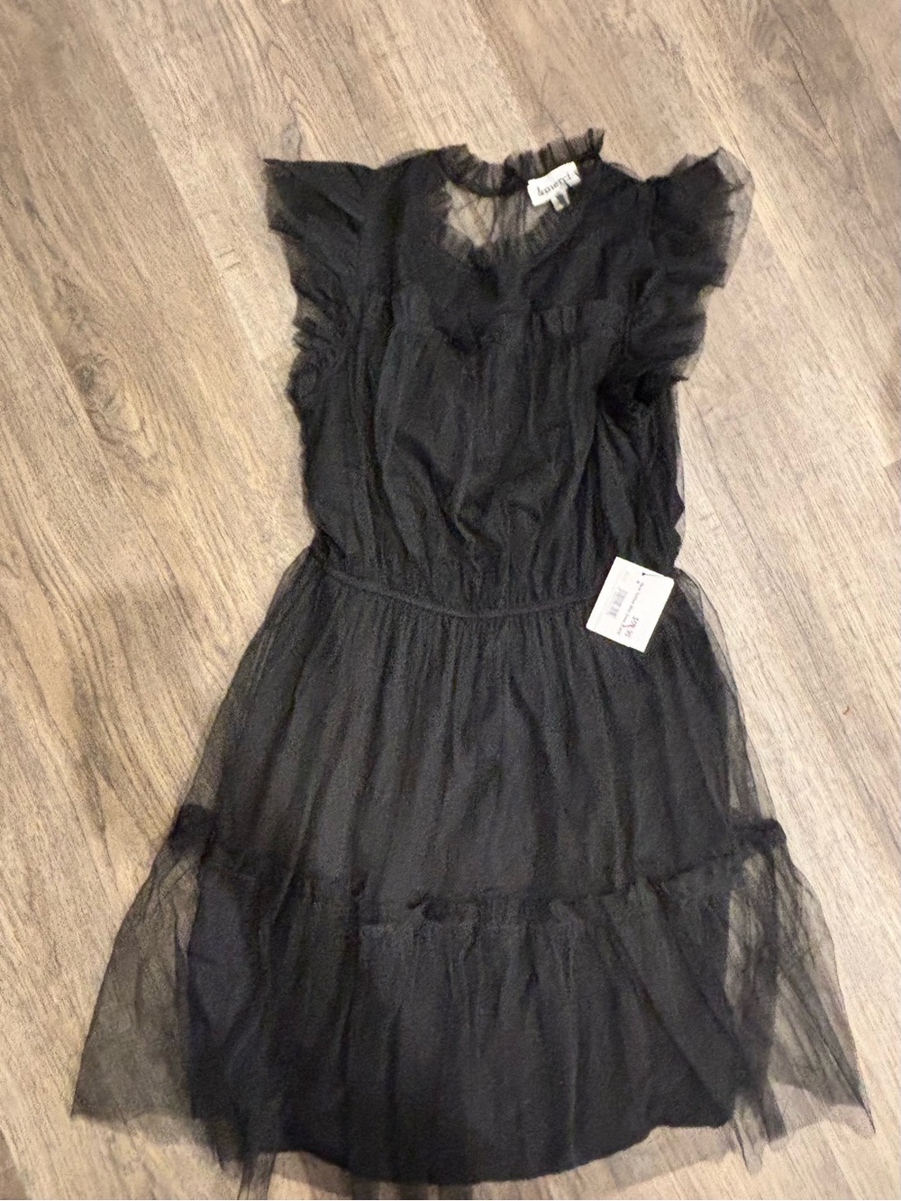 Sunray Black Tulle Ruffle Formal Dress for Women